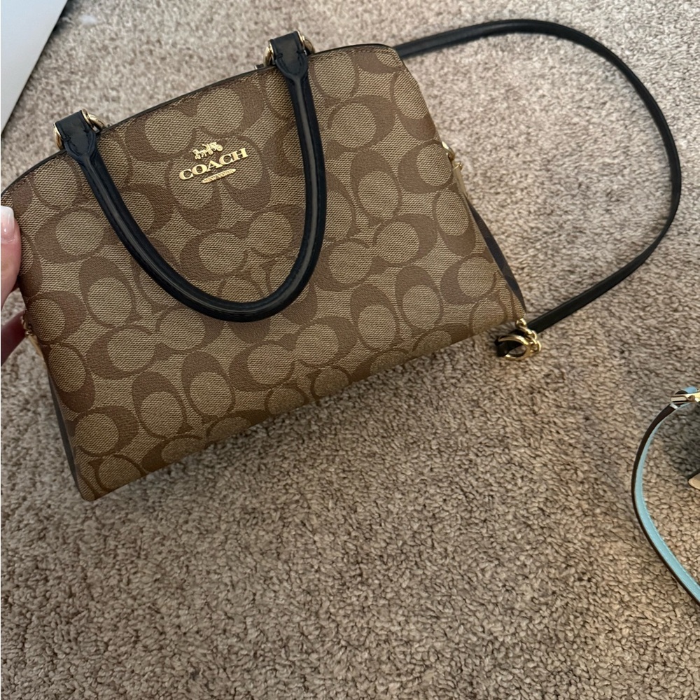 Coach Signature Brown and Black Shoulder Bag